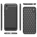 Coque Xiaomi Redmi 9A en TPU Brossé - Fibre de Carbone - Noire