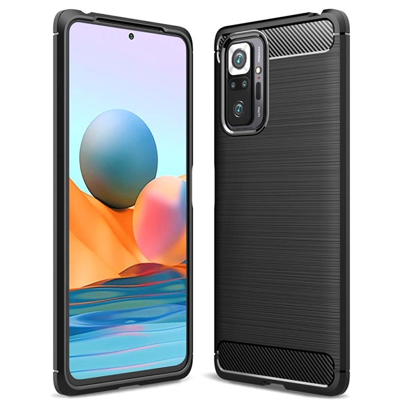 Coque Xiaomi Redmi Note 10 Pro en TPU Brossé - Fibre de Carbone