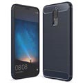 Coque Huawei Mate 10 Lite en TPU Brossé - Fibre de Carbone - Bleu Foncé