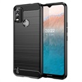 Coque Nokia C21 Plus en TPU Brossé - Fibre de Carbone - Noire