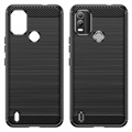 Coque Nokia C21 Plus en TPU Brossé - Fibre de Carbone - Noire