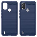 Coque Nokia C21 Plus en TPU Brossé - Fibre de Carbone - Bleu