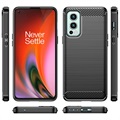 Coque OnePlus Nord 2 5G en TPU Brossé - Fibre de Carbone - Noire