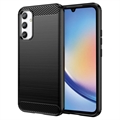 Coque Samsung Galaxy A34 5G en TPU Brossé - Fibre de Carbone - Noire