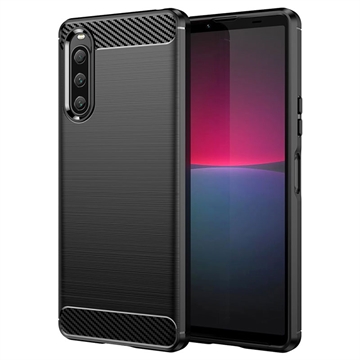 Coque Sony Xperia 10 V en TPU Brossé - Fibre de Carbone