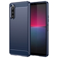 Coque Sony Xperia 10 V en TPU Brossé - Fibre de Carbone