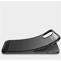 Coque iPhone 13 Mini en TPU Brossé - Fibre de Carbone - Noire
