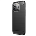 Coque iPhone 13 Pro en TPU Brossé - Fibre de Carbone - Noire