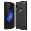 Coque en TPU Brossé pour iPhone X / iPhone XS - Fibre de Carbone - Noire