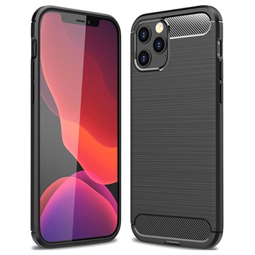 Coque iPhone 12 Pro Max en TPU Brossé - Fibre de Carbone - Noire