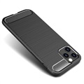 Coque iPhone 12 Pro Max en TPU Brossé - Fibre de Carbone - Noire