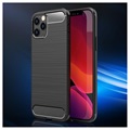 Coque iPhone 12 Pro Max en TPU Brossé - Fibre de Carbone - Noire