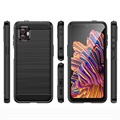 Coque en TPU Brossé pour Samsung Galaxy Xcover6 Pro - Fibre de Carbone - Noire