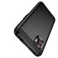 Coque en TPU Brossé pour Samsung Galaxy Xcover6 Pro - Fibre de Carbone - Noire