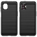 Coque en TPU Brossé pour Samsung Galaxy Xcover6 Pro - Fibre de Carbone - Noire