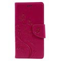 Étui Portefeuille Papillon pour Sony Xperia XZ, Xperia XZs - Rose Vif