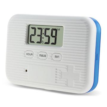 CR-211 Pilulier intelligent à 6 compartiments avec minuterie - Bleu / Blanc