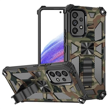 Coque Hybride Samsung Galaxy A53 5G avec Support Camo Série - Verte Armée