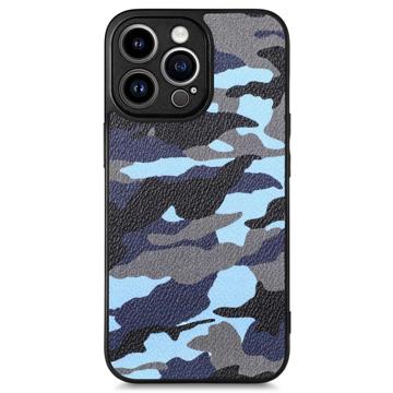 Coque Hybride iPhone 14 Pro Camouflage - Bleue