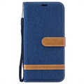 Étui Portefeuille Samsung Galaxy M10 - Série Canvas Diary - Bleu Foncé