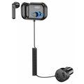 Chargeur Voiture / Émetteur FM Bluetooth avec Oreillette T2 - Noir