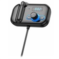Chargeur Voiture / Émetteur FM Bluetooth avec Oreillette T2 - Noir