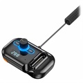 Chargeur Voiture / Émetteur FM Bluetooth avec Oreillette T2 - Noir