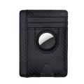 Texture en fibre de carbone Portefeuille minimaliste Porte-cartes 2 en 1 Etui mince portable pour AirTag - Noir