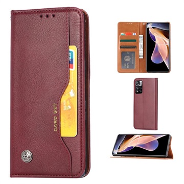 Étui Portefeuille pour Xiaomi Redmi Note 11 Pro/Note 11 Pro+ - Série Card Set - Vin Rouge