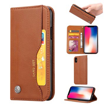 Étui Portefeuille iPhone XS Max - Série Card Set - Marron