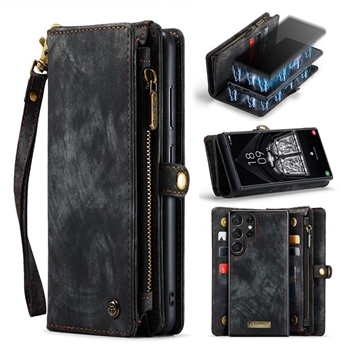 Étui Portefeuille Samsung Galaxy S23 Ultra 5G Multifonctionnel 2-en-1 Caseme 008 - Noir