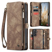 Étui Portefeuille Samsung Galaxy S24 FE Multifonctionnel 2-en-1 Caseme 008 - Ruskea