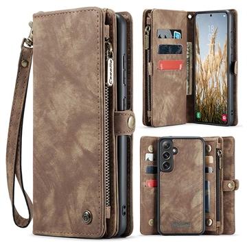 Étui Portefeuille Samsung Galaxy S24 FE Multifonctionnel 2-en-1 Caseme 008 - Ruskea