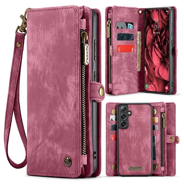 Étui Portefeuille Samsung Galaxy S24 FE Multifonctionnel 2-en-1 Caseme 008 - Rouge
