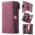 Étui Portefeuille Samsung Galaxy S21 Ultra 5G Multifonctionnel 2-en-1 Caseme - Vin Rouge