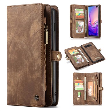 Étui Portefeuille Samsung Galaxy S10+ Multifonctionnel 2-en-1 CaseMe - Marron