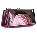 Étui Portefeuille Samsung Galaxy S21 5G Multifonctionnel 2-en-1 Caseme - Vin Rouge
