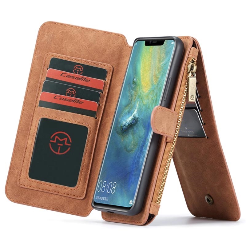 Huawei Mate 20 Pro Etui Étui Portefeuille Huawei Mate 20 Pro Multifonctionnel Caseme - Marron