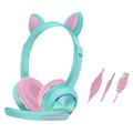 Cat Ears AKZ-020 Casque supra-auriculaire filaire pour enfants / Casque de jeu avec microphone - Azur Clair