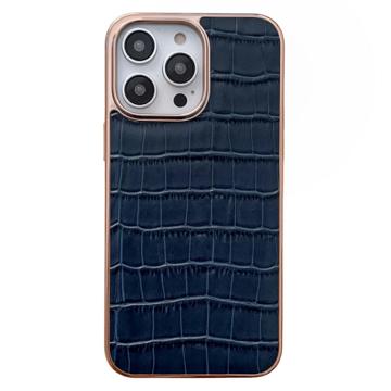 Coque iPhone 14 Pro Max Revêtue de Cuir - Série Crocodile