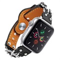 Bracelet Apple Watch Series 7/SE/6/5/4/3/2/1 en Cuir et Chaîne - 41mm/40mm/38mm - Noir