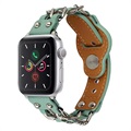 Bracelet Apple Watch Series 7/SE/6/5/4/3/2/1 en Cuir et Chaîne - 45mm/44mm/42mm - Vert