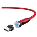 Charging Cable with Rotating Magnetic Connector - 2m, USB-C - Red