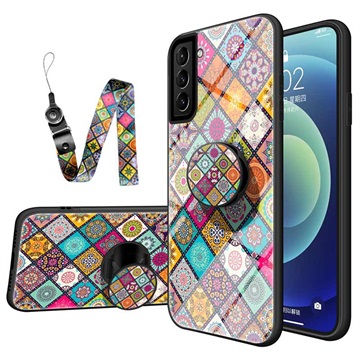 Coque Hybride Samsung Galaxy S21 5G Checkered Pattern - Mandala Coloré