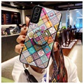Coque Hybride Samsung Galaxy S21 5G Checkered Pattern - Mandala Coloré