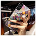 Coque Hybride Samsung Galaxy S21 5G Checkered Pattern - Mandala Coloré