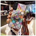 Coque Hybride Samsung Galaxy S21+ 5G Checkered Pattern - Mandala Coloré