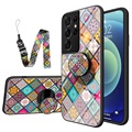 Coque Hybride Samsung Galaxy S21 Ultra 5G Checkered Pattern - Mandala Coloré