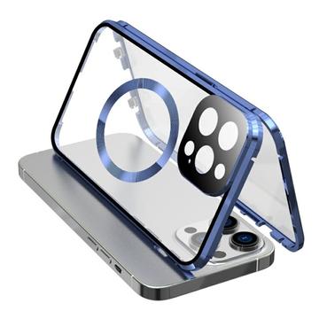 Compatible avec l\'étui MagSafe pour iPhone 15 Pro Cadre magnétique en métal + coque en verre trempé double face avec fermeture à boucle