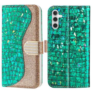 Etui Portefeuille Samsung Galaxy A13 5G - Série Croco Bling - Rose Doré